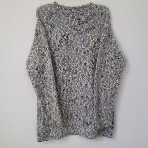 Paul Harris Sweater Womens L Mohair Wool Blend Popcorn Knit Long Tunic Neutral